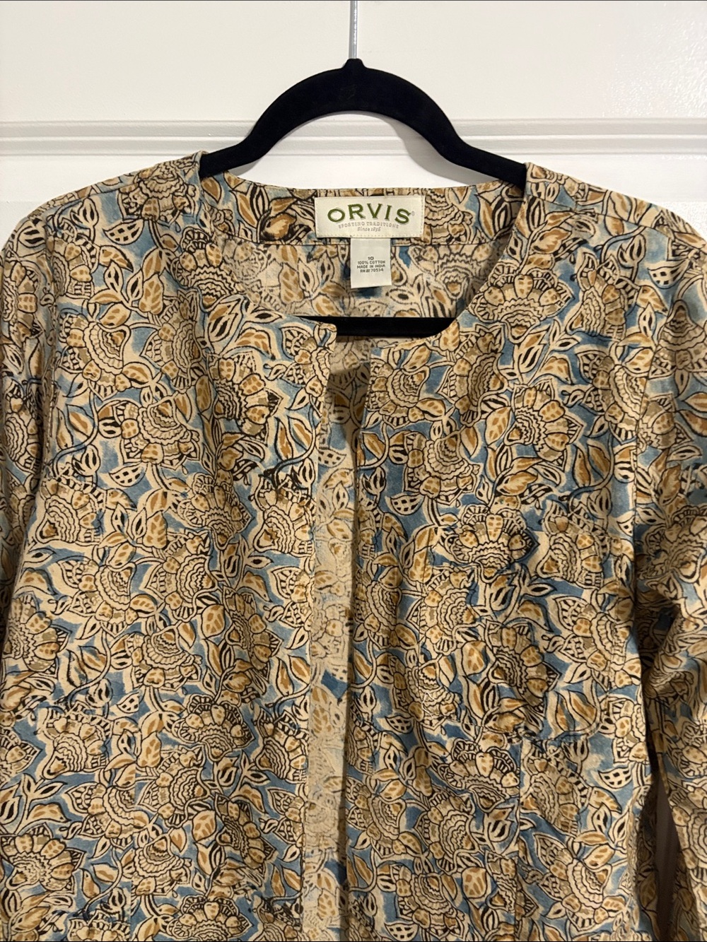 Orvis Floral Print Jacket in Beige and Light Blue